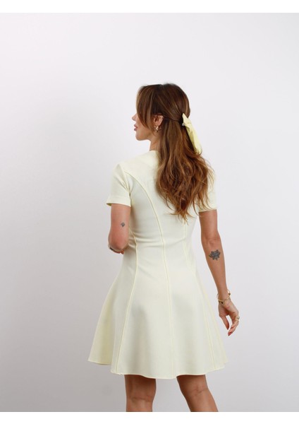 Kadın Kısa Kol Biyeli Sarı Çan Elbise indirimleri