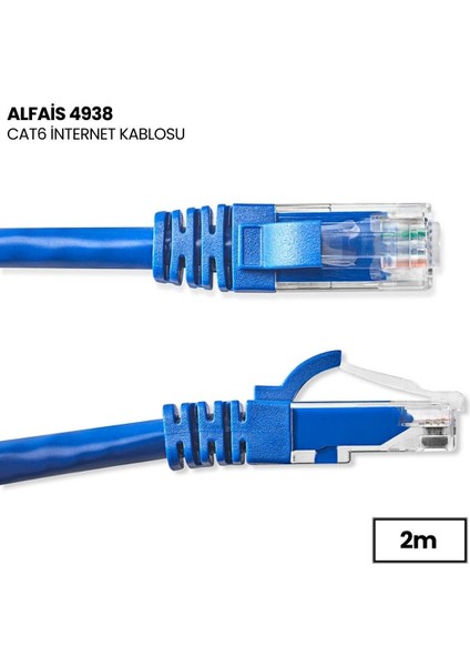 Alfais 4938 Cat6 Internet Ethernet Rj45 Lan Kablosu 2 Metre