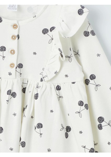 Lcw Kids Ekru Bisiklet Yaka Uzun Kollu Desenli Kız Bebek Elbise fiyatları