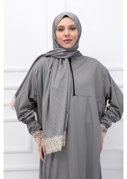 Yarım Fermuarlı Kadın Namaz Elbisesi Kendinden Başörtülü Tesettür Elbise fırsatları