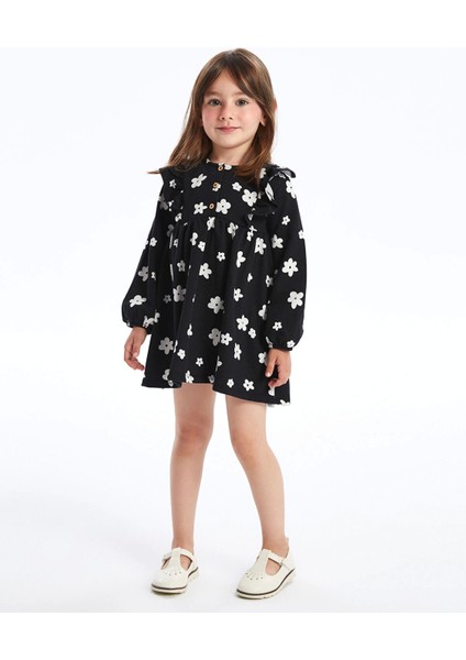 Lcw Kids Siyah Bisiklet Yaka Uzun Kollu Desenli Kız Bebek Elbise fiyatları