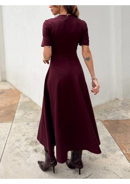 Kadın Maxi Boy Kloş Prenses Bordo Elbise fırsatları