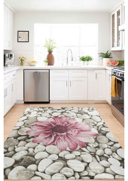 Kadife Dokulu, Lastikli, Süngerli, Kaymaz, Yıkanabilir Modern Desenlerde Halı Örtüsü - 6 M2