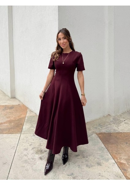 Kadın Maxi Boy Kloş Prenses Bordo Elbise fiyatları