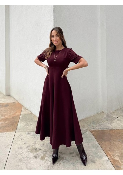 Kadın Maxi Boy Kloş Prenses Bordo Elbise indirimleri