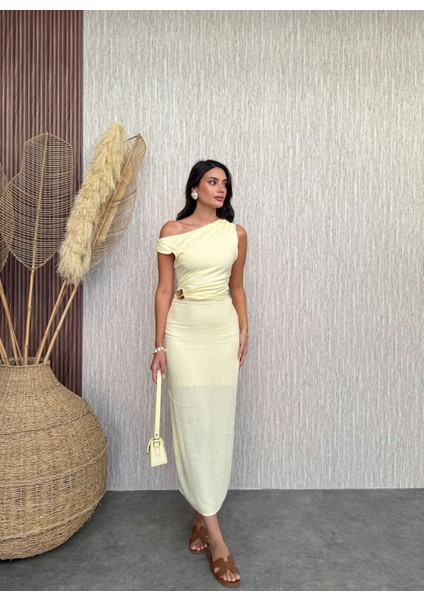 Bel Toka Drapeli Midi Elbise fırsatları