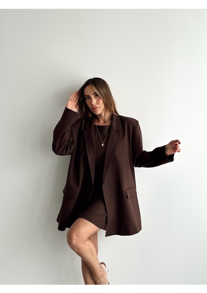 Kadın Mini Boy Askılı Kahverengi Elbise modelleri