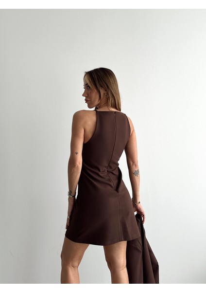 Kadın Mini Boy Askılı Kahverengi Elbise fırsatları