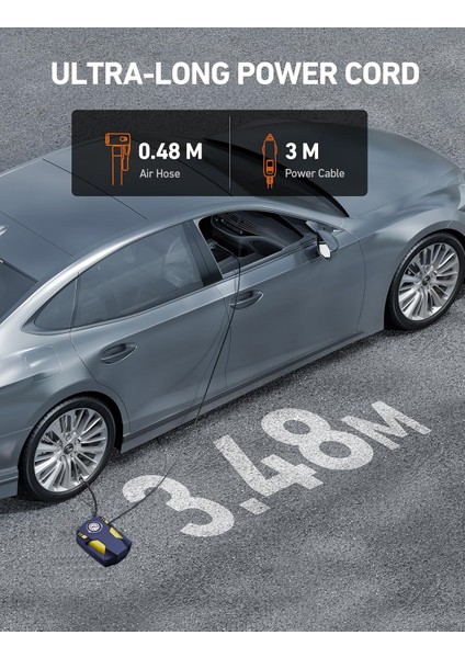 ERG-511 Analog Basınç Göstergeli Oto Lastik Şişirme Pompası Hava Kompresörü