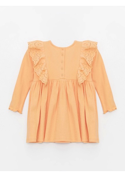 Lcw Kids Turuncu Bisiklet Yaka Uzun Kollu Basic Kız Bebek Elbise fırsatları