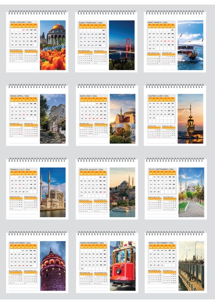 2026 Istanbul Manzara Masa Takvimi modelleri