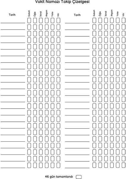10 Yıllık Vakit Namazı Takip Çizelgesi Defteri fiyatları