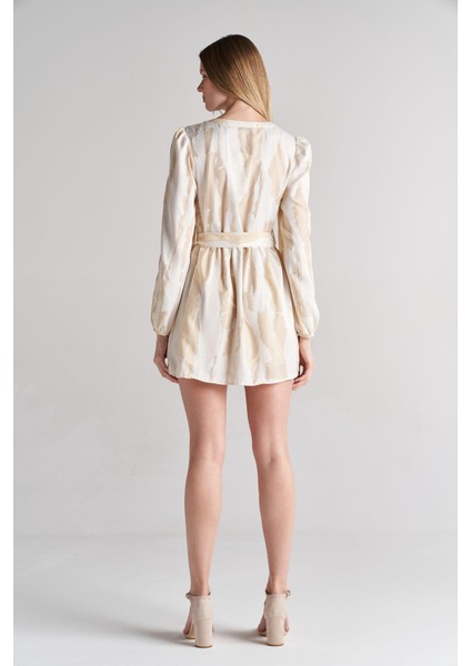 Kadın Desenli Gold Düğme Mini Astarlı Elbise modelleri