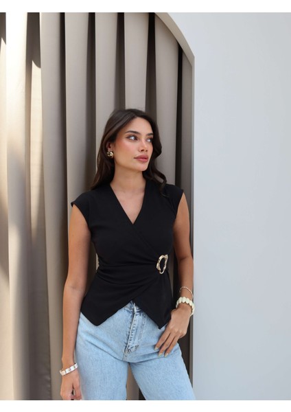 Kruvaze Gold Tokalı Bluz fiyatları