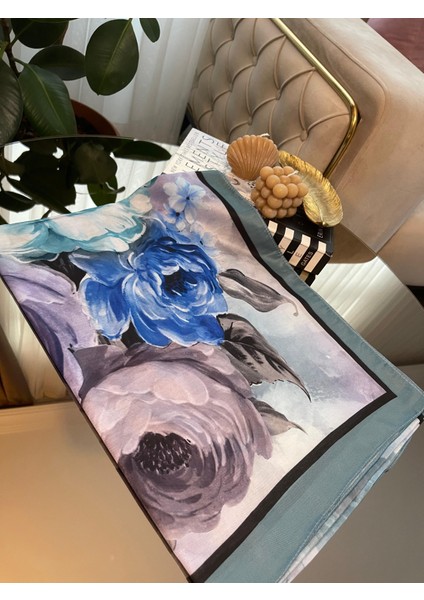 Büyükgül Desen Twil Örgü Soft Kumaş Şal modelleri