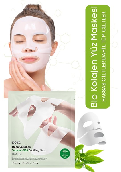 Bio Kolajen Şeffaflaşan Yüz Maskesi Cilt Yatıştırıcı Akne Karşıtı -Teatree Cıca Soothing 1ADET fırsatları