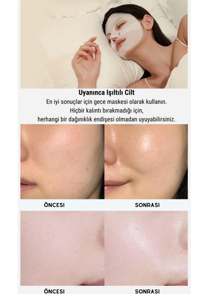 Bio Kolajen Şeffaflaşan Yüz Maskesi Anında Parlaklık ve Nemlendirme Kore Maske Ha Vitamin B5 modelleri