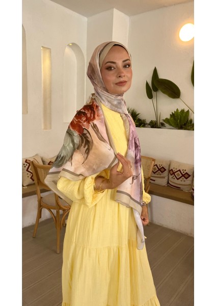 Büyükgül Desen Twil Örgü Soft Kumaş Şal