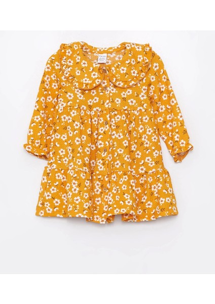 Lcw Baby Sarı Gömlek Yaka Çiçekli Kız Bebek Elbise fırsatları