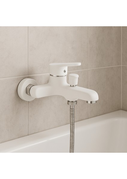 Beyaz Krom Banyo Bataryası Musluğu Çeşmesi