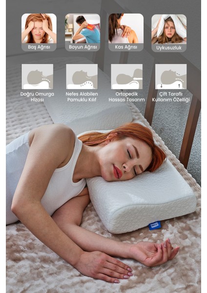 Tinyplus Boyun Destekli Visco Yastık Boyun Fıtığı Boyun Düzleşmesi Ortopedik Visco Yastık indirimleri