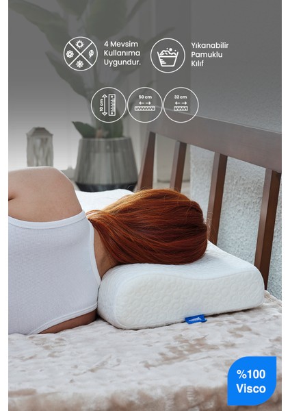 Tinyplus Boyun Destekli Visco Yastık Boyun Fıtığı Boyun Düzleşmesi Ortopedik Visco Yastık