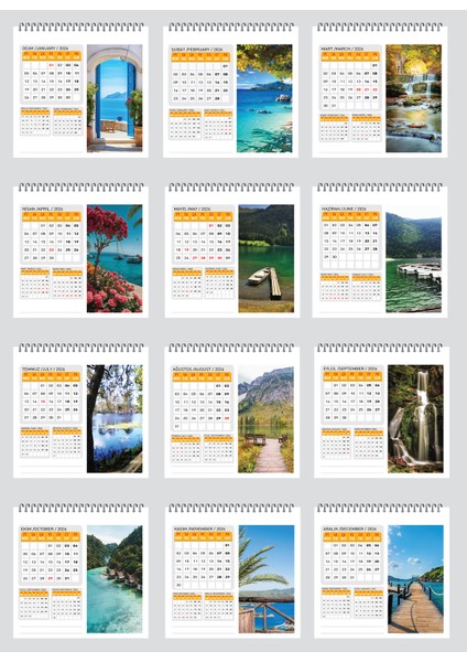 2026 Deniz Manzara Masa Takvimi modelleri