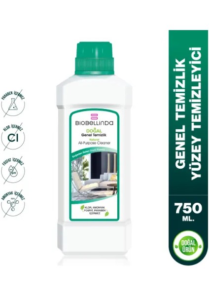 Ultra Konsantre Doğal Genel Temizlik -750 ml Paraben, Klor, Amonyak ve Fosfat Içermeyen