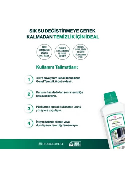 Ultra Konsantre Doğal Genel Temizlik -750 ml Paraben, Klor, Amonyak ve Fosfat Içermeyen modelleri