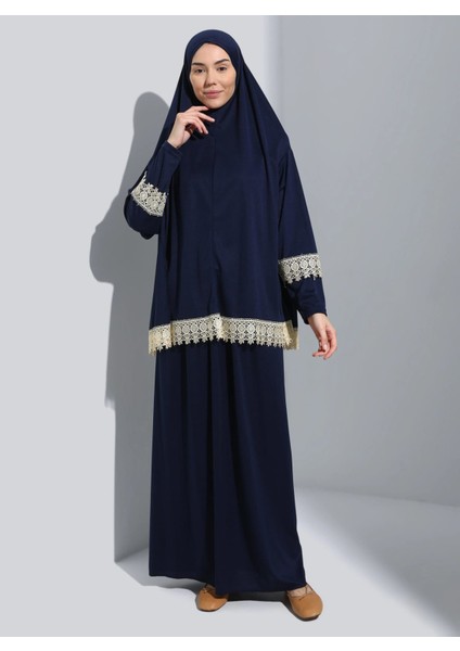 Iki Parça Düz Renk Başörtülü Kadın Namaz Elbisesi