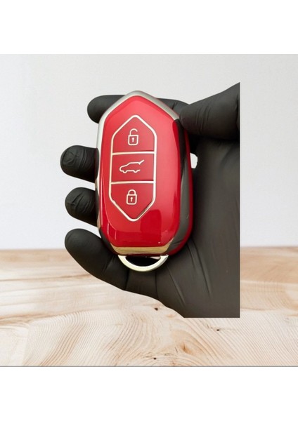 Togg T10X Uyumlu Anahtar Koruma Kılıf Kırmızı/gümüş Detaylı Lütfen Anahtar Teyiti Yapınız