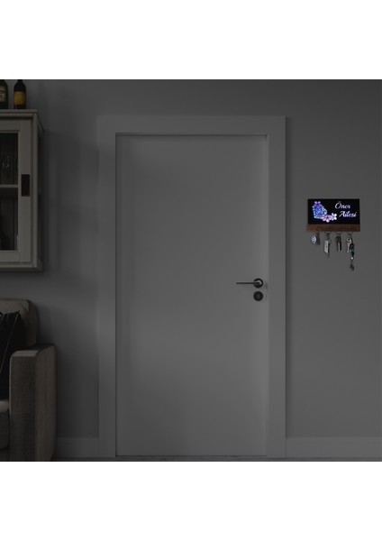 Işıklı Kişiselleştirilebilir Dekoratif Çiçek Temalı Ahşap Organizer Anahtar Askılığı fırsatları