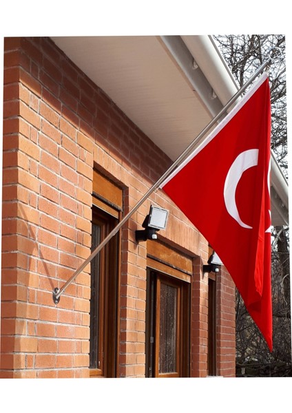 Bayrak Direği 155CM + Türk Bayrağı 70X105CM, Bina Cephe Direği, Balkon Bayrak Direği