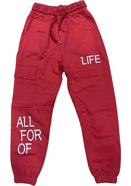 Kırmızı Kız Çocuk Eşofman Altı Kompak Kumaş