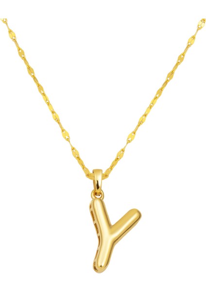 Balon Formlu Y Harfi Kolye 14 Ayar Altın