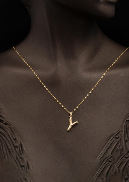 Balon Formlu Y Harfi Kolye 14 Ayar Altın fiyatları