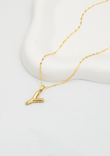 Balon Formlu Y Harfi Kolye 14 Ayar Altın modelleri
