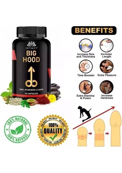 Intımıfy Big Hood Erkekler Için Lü Takviye 30'lu x 2 Ad+Afrodizayn Masaj Yağı fırsatları