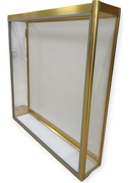 Camlı Vitrin - Camlı Dolap - Camlı Koleksiyon Vitrini - Teşhir Vitrini 100 x 100 x 20 cm Gold