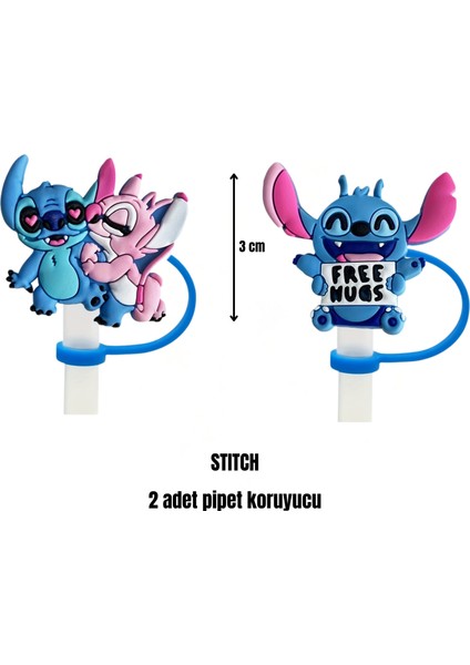 Termos Pipet Koruyucu 2 Adet Stitch Pipet Koruyucu Silikon Pipet Kılıfı Pipet Tıpası