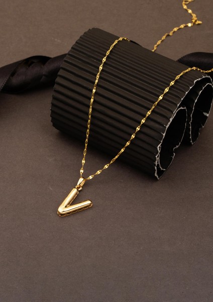 Kadın 14 Ayar Altın Balon V Harfi Kolye fırsatları