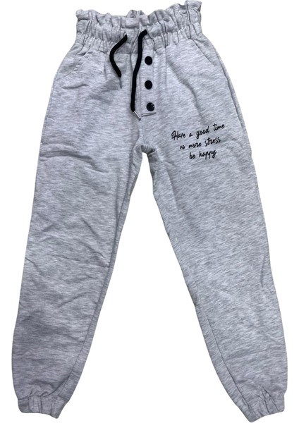 Açık Gri Kız Çocuk Eşofman Altı Kompak Kumaş