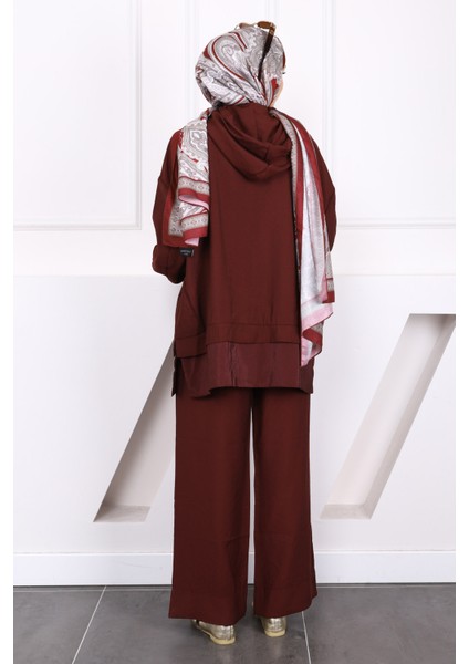 Bordo Fermuarlı Tunik Pantolonlu Takım fırsatları