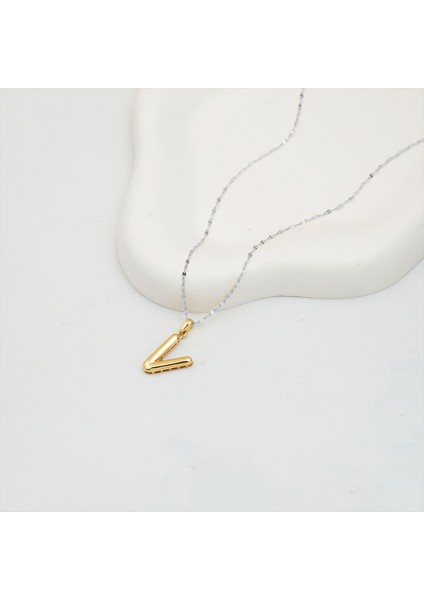 Kadın 14 Ayar Altın Balon V Harfi Kolye Ucu modelleri