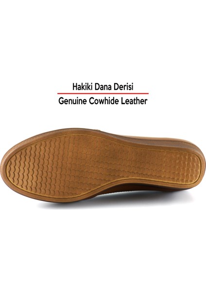 Shay Exclusive Taba Hakiki Deri Çapraz Bant Detaylı İşlemeli Dolgu Topuklu Günlük Ayakkabı