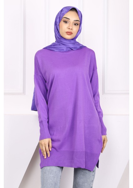 Mor Merserize Salaş Triko Tunik