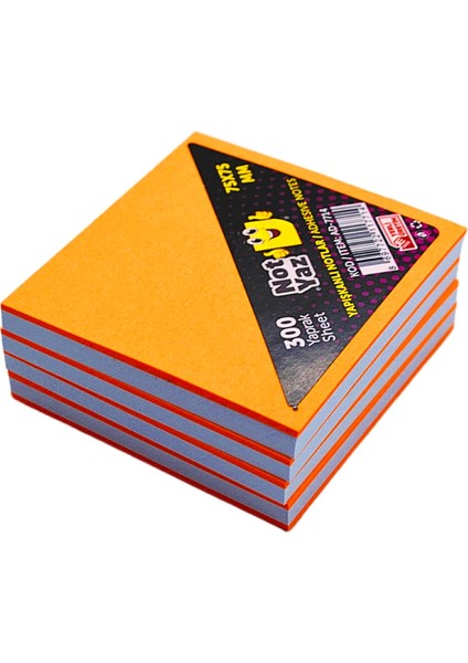 75X75 300 Yaprak Yapışkanlı Küp Not 300 Yaprak Turuncu-Beyaz (AD-7714)