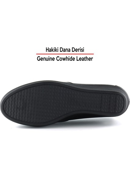 Shay Exclusives Siyah Hakiki Deri Çapraz Bant Detaylı Işlemeli Dolgu Topuklu Günlük Ayakkabı