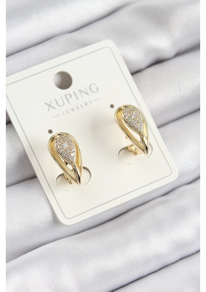 Bfs Xuping Zirkon Taşlı Damla Model Gold Renk Kadın Küpe