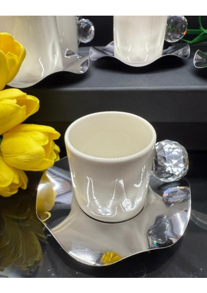 6 Kişilik 12 Parça Özel Tasarım Porselen ve Metal Cam Kıristal Kulplu Fincan Takımı fiyatları